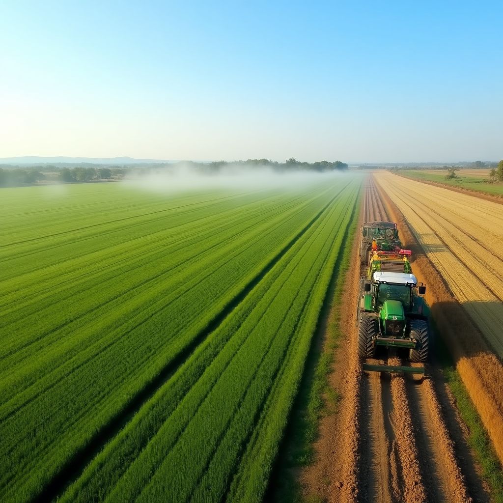 Campos agrícolas con tecnología de punta implementada