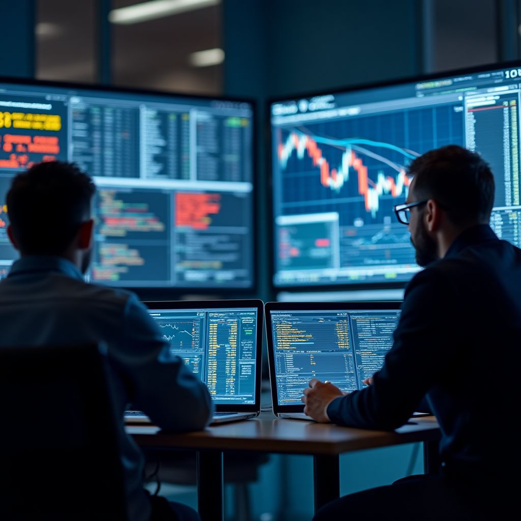 Profesionales analizando modelos de riesgo financiero